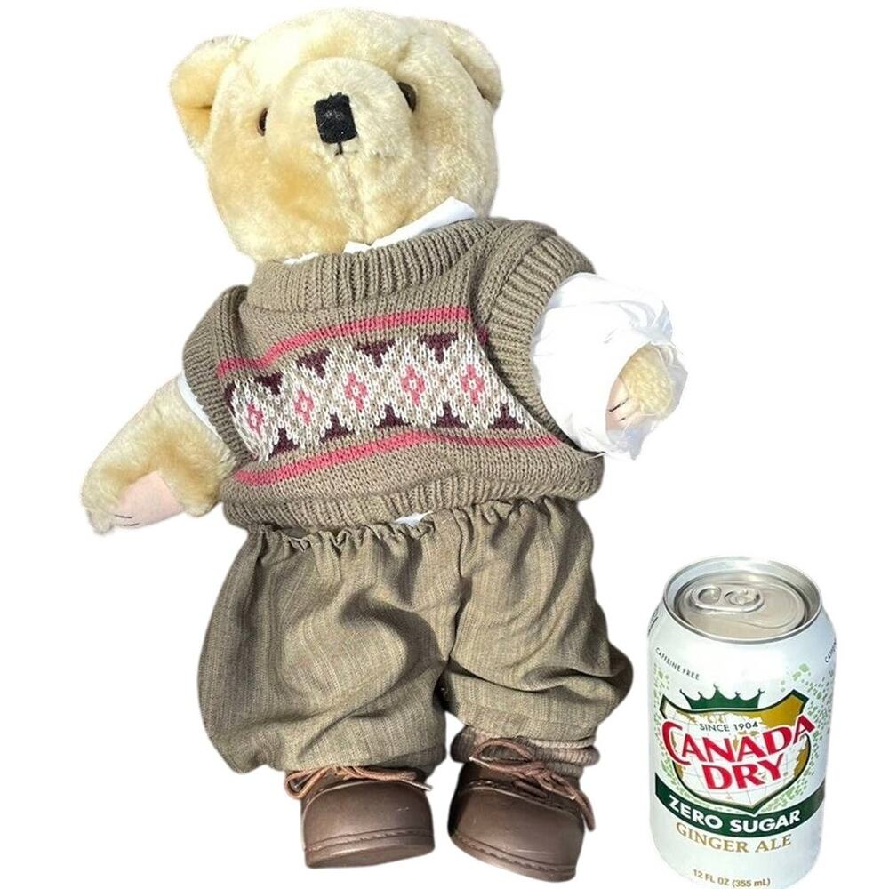 Vintage 90s Tender Heart Treasures Bear Plush 12" Jointed Stuffed Animal READ